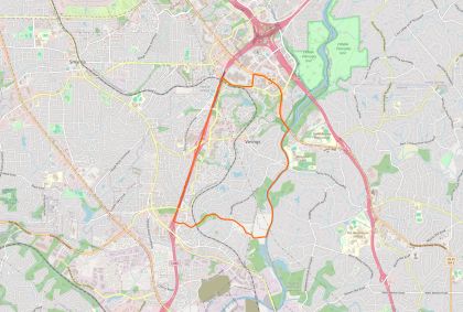 Street map of Vinings, Georgia, showing the city limits