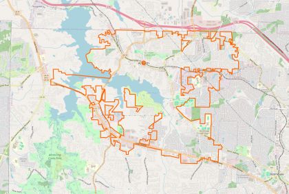 Street map of Acworth, Georgia, showing the city limits