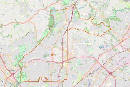 Street map of Sandy Springs, Georgia, showing the city limits