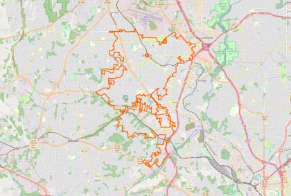 Street map of Smyrna, Georgia, showing the city limits