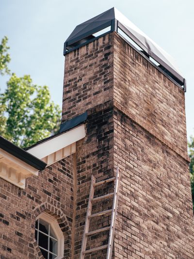 After: Two Steel Piers Stabilize a Leaning Chimney in Marietta