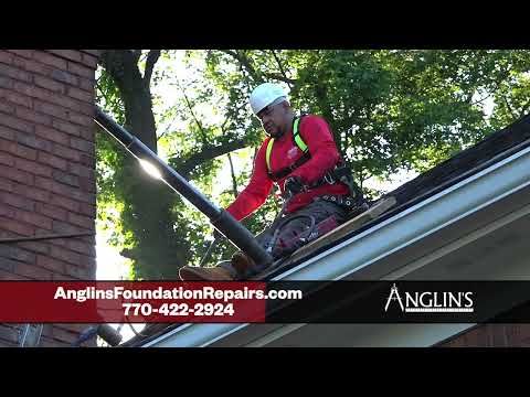 Anglin's chimney leaning above the roof repair, video 1 of 3