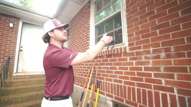 Anglin's showing “How to lift settling cracked brick garage columns Atlanta”  "Atlanta Crack Repair"