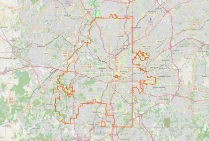 Street map of Atlanta, Georgia, showing the city limits