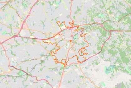 Street map of Lawrenceville, Georgia, showing the city limits