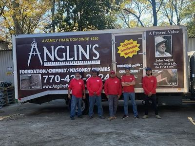 The Anglin's crew today, in front of a company truck