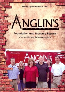 anglin's family with company logo in the background
