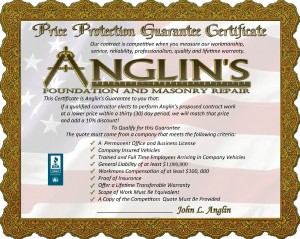 Certificate for Anglin's Price Guarantee