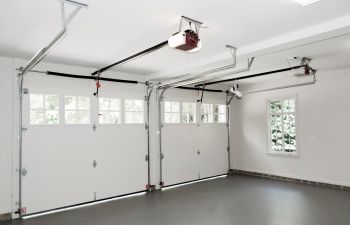 Residential double garage interior.