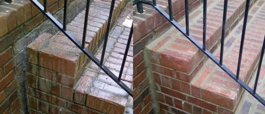 Steps before and after repair by Anglin's Foundation and Masonry Repair